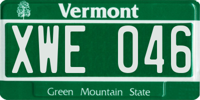 VT license plate XWE046