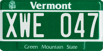 VT license plate XWE047