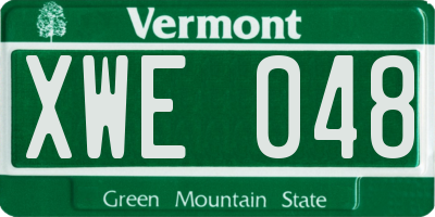 VT license plate XWE048