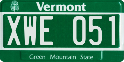 VT license plate XWE051