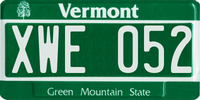 VT license plate XWE052