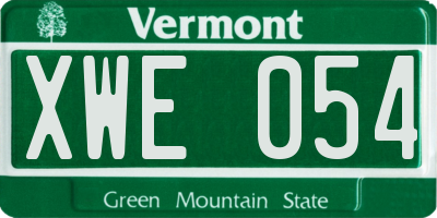 VT license plate XWE054