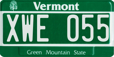VT license plate XWE055