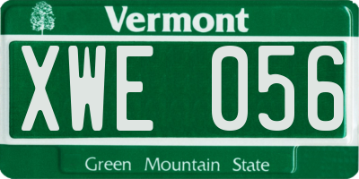 VT license plate XWE056