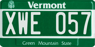 VT license plate XWE057