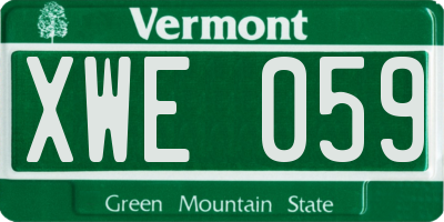 VT license plate XWE059