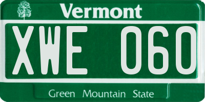 VT license plate XWE060