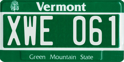 VT license plate XWE061