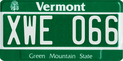 VT license plate XWE066
