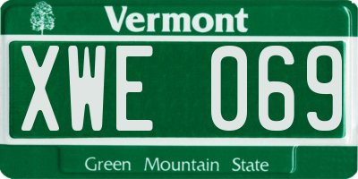 VT license plate XWE069