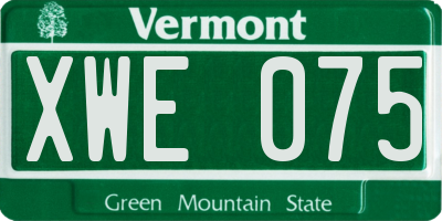 VT license plate XWE075