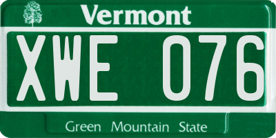 VT license plate XWE076