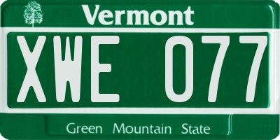 VT license plate XWE077