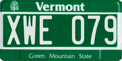 VT license plate XWE079