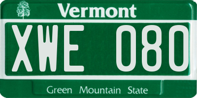 VT license plate XWE080