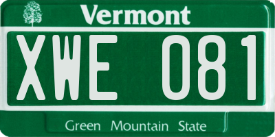 VT license plate XWE081