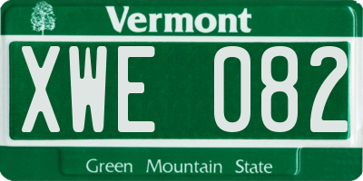 VT license plate XWE082