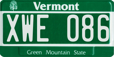 VT license plate XWE086