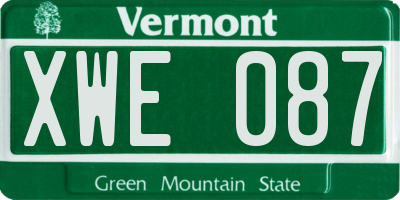 VT license plate XWE087