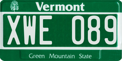 VT license plate XWE089