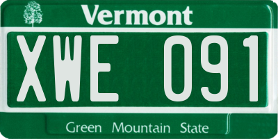 VT license plate XWE091