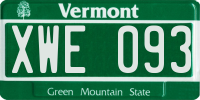 VT license plate XWE093