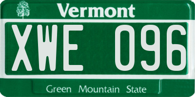 VT license plate XWE096