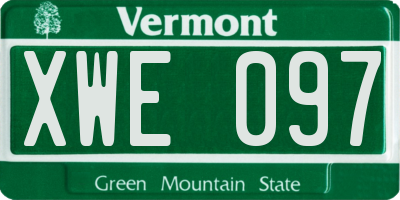 VT license plate XWE097