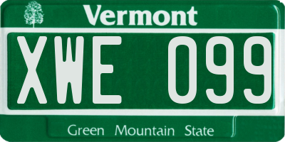 VT license plate XWE099