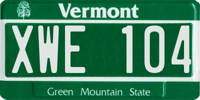 VT license plate XWE104