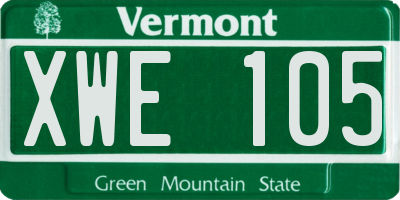 VT license plate XWE105