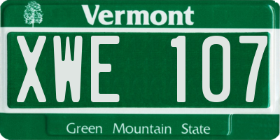 VT license plate XWE107