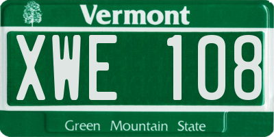 VT license plate XWE108