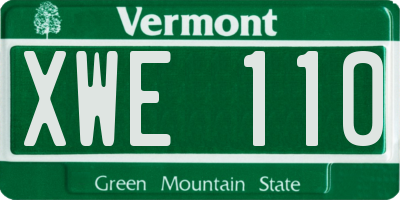 VT license plate XWE110