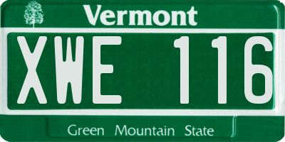 VT license plate XWE116