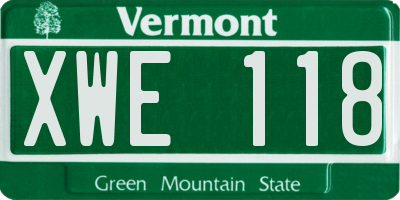 VT license plate XWE118