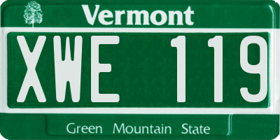 VT license plate XWE119