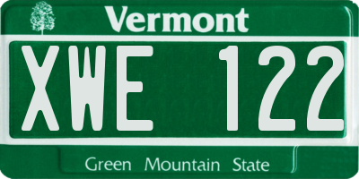 VT license plate XWE122