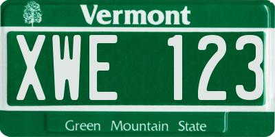 VT license plate XWE123
