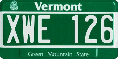 VT license plate XWE126