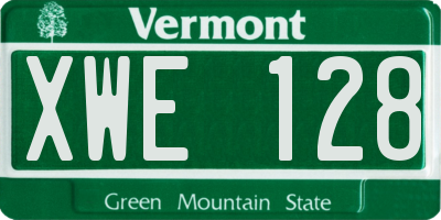 VT license plate XWE128