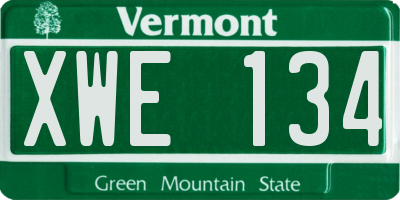 VT license plate XWE134