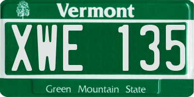 VT license plate XWE135
