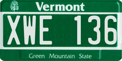 VT license plate XWE136