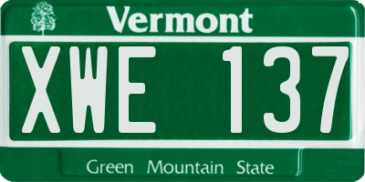 VT license plate XWE137
