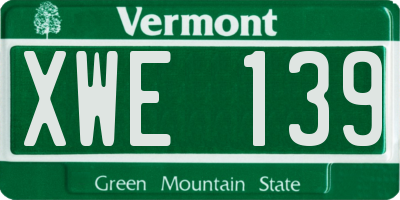 VT license plate XWE139