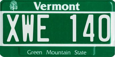 VT license plate XWE140