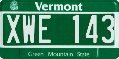VT license plate XWE143
