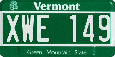 VT license plate XWE149