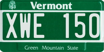VT license plate XWE150